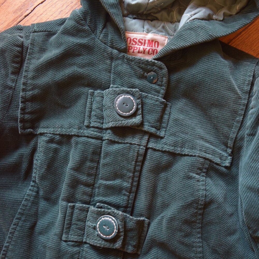 Mossimo Supply Green Corduroy Short Jacket with Heart Quilted Lining, Size Small - Picture 2 of 8